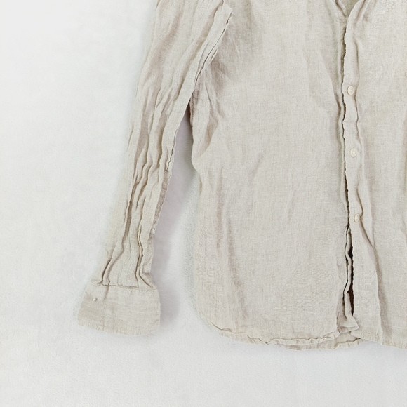 Club Room Linen Luxury Cream Taupe Button Down Long Sleeve Shirt P6289 - Picture 3 of 7